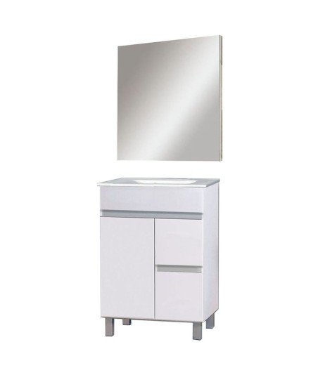 Conjunto De Baño Basic 70 Blanco mate 2 Caj Y Puerta Patas