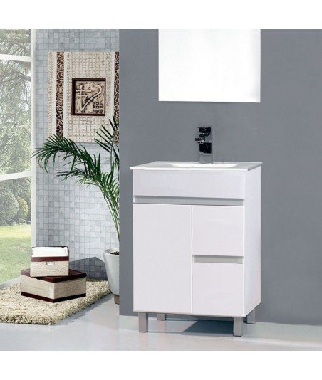 Conjunto De Baño Basic 70 Blanco mate 2 Caj Y Puerta Patas