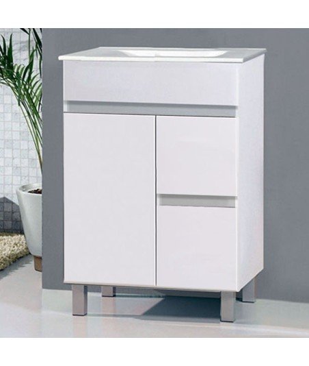 Conjunto De Baño Basic 70 Blanco mate 2 Caj Y Puerta Patas
