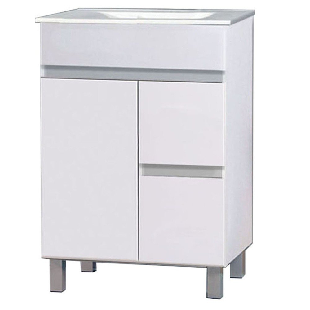 Mueble + Lavabo Basic 70 Blanco mate 2 Caj Y 2 Puertas Patas