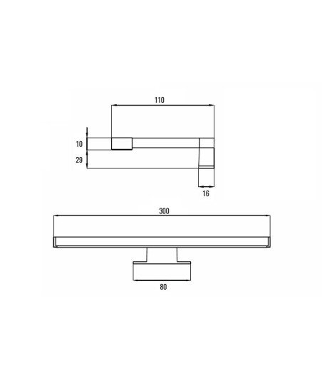 Aplique Led 30 Cm Basic 8W Negro mate
