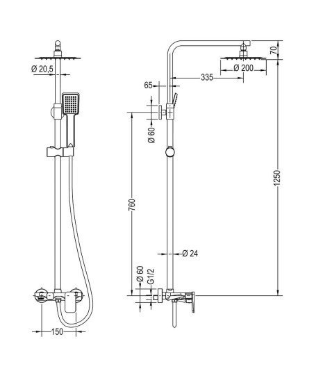 Columna Monomando Quad Dual 79-125 Cm