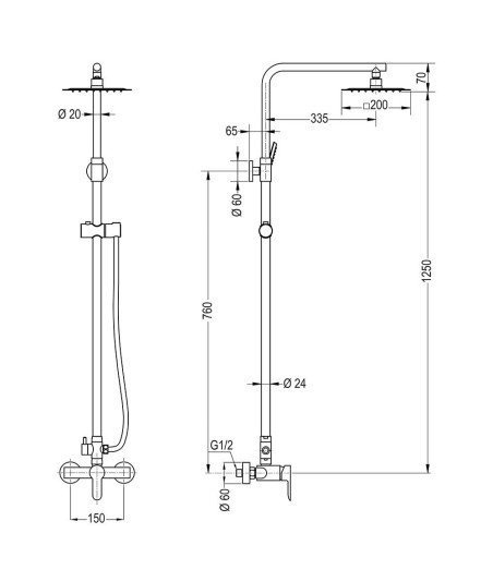 Columna Monomando Quad Sioux 79-125 Cm