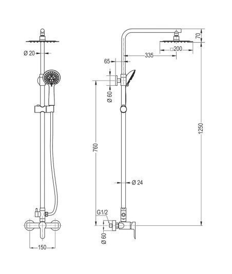 Columna Monomando Round Sioux 79-125 Cm