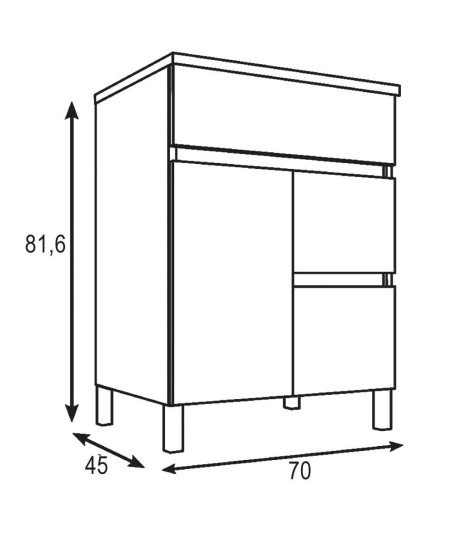 Conjunto De Baño Basic 70 Cambrian 2 Caj Y Puerta Patas
