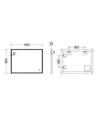 Espejo Rectangular Led Rectangle De 100X80
