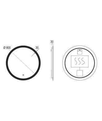 Espejo Redondo Led Round De 80 Cm Perfil Negro mate