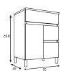 Mueble + Lavabo Basic 70 Blanco mate 2 Caj Y 2 Puertas Patas