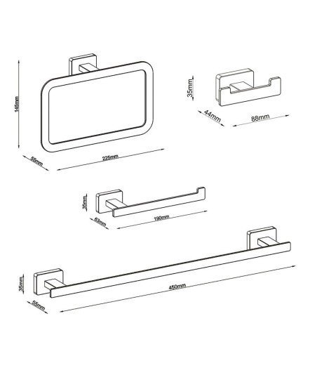 Pack 4 Accesorios De Baño Serrano