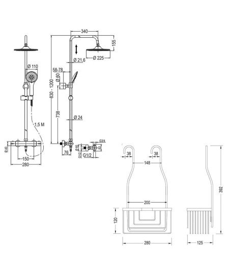 Pack Columna Termostática Redonda + Portagel Solano