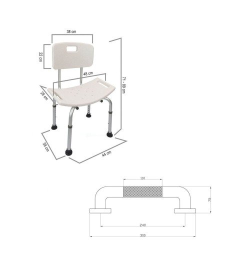 Pack Silla De Ducha Cuadrada + Asa Antideslizante 30 Cm