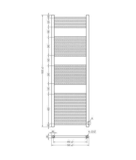 Radiador de agua toallero blanco 150x50 | Mamparas Blau