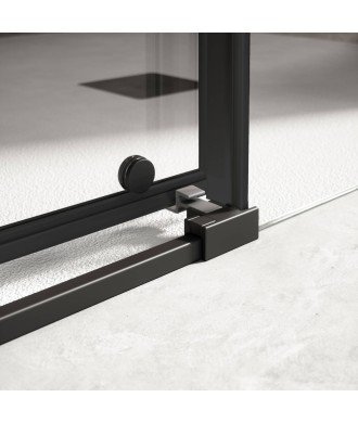 Mampara de ducha rectangular corredera en negro Salma | Profiltek