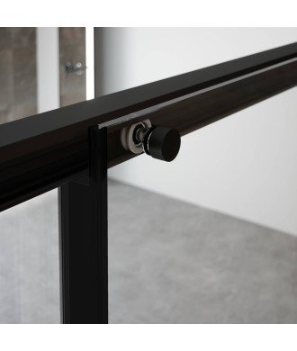 Mampara de ducha rectangular corredera en negro Salma | Profiltek