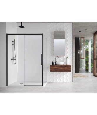 Mampara de ducha rectangular corredera en negro Salma | Profiltek