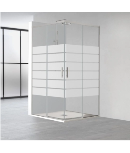 Mampara de ducha angular corredera en plata Salma | Profiltek