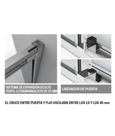 Mampara de ducha negra frontal fijo más corredera Rock Novellini