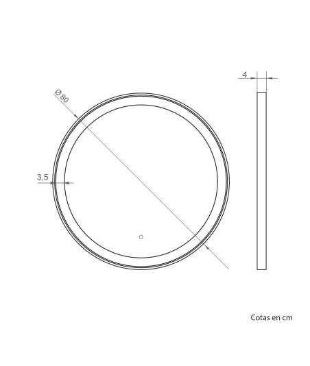 Espejo circular 80ø - blanco mate