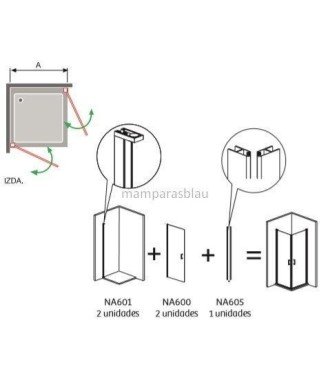 Mampara de ducha angular abatible nardi