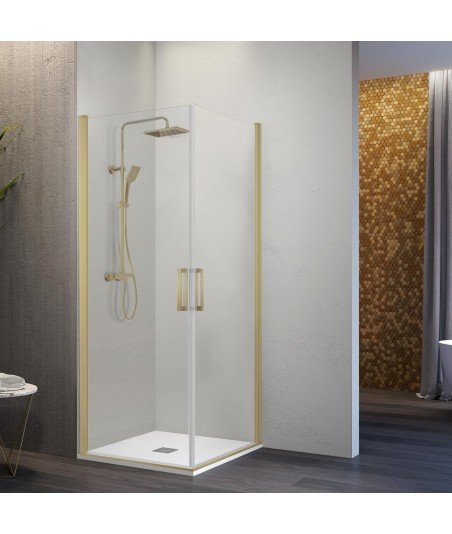 Mampara de ducha angular abatible nardi NA506 oro