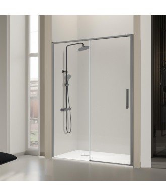 Mampara frontal fijo y corredera en gun metal ® Delta DE102