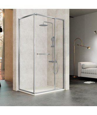 Mampara rectangular con una hoja abatible por el fijo Única