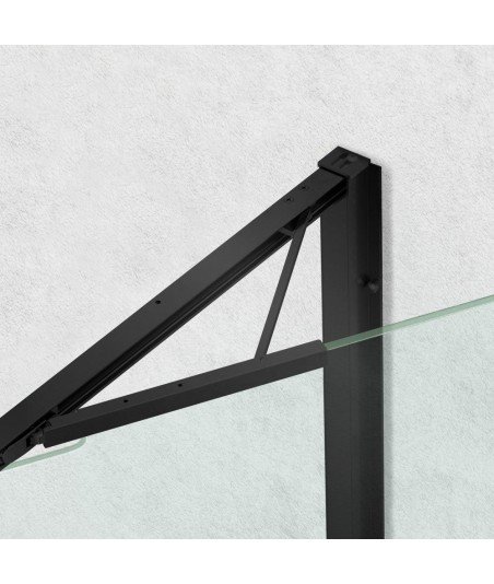 Mampara rectangular negra con una hoja abatible por el fijo Única