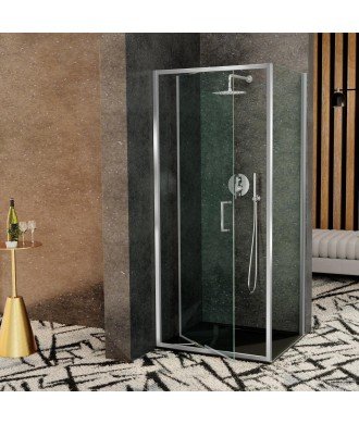 Mampara rectangular 1 puerta abatible con guía corredera Prisma