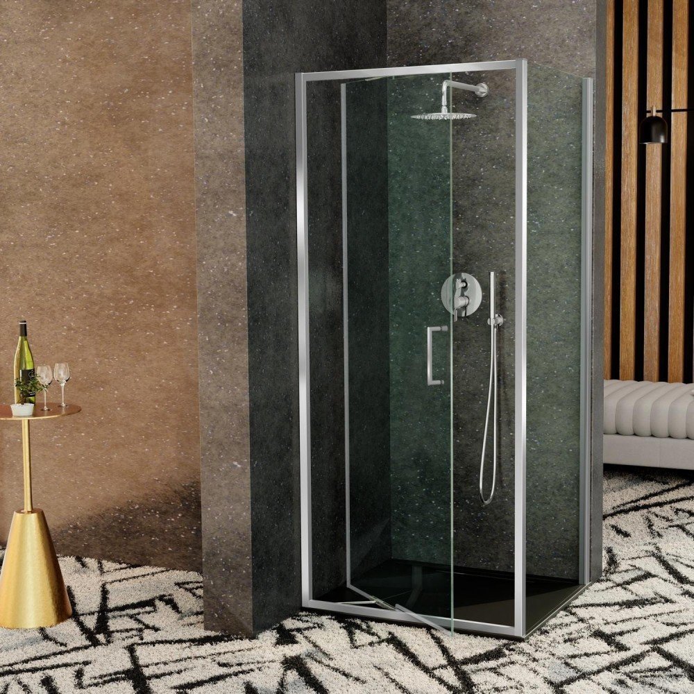 Mampara rectangular 1 puerta abatible con guía corredera Prisma