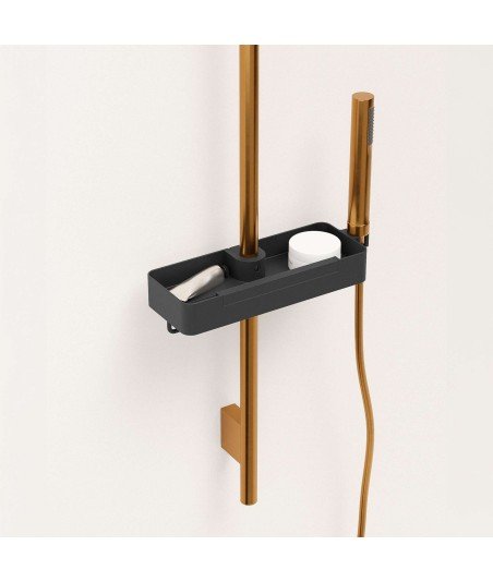 Jabonera para barra de ducha - negro mate
