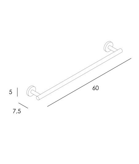 Toallero barra 60 cm dual fix - negro mate