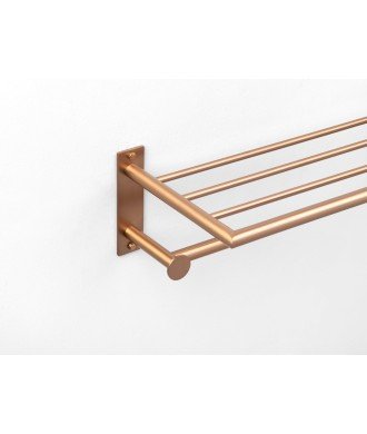 Repisa con toallero y perchas - bronce cepillado