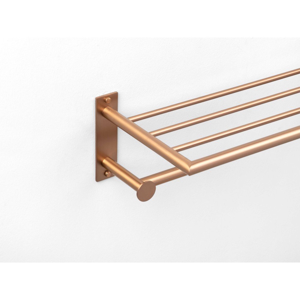 Repisa con toallero y perchas - bronce cepillado
