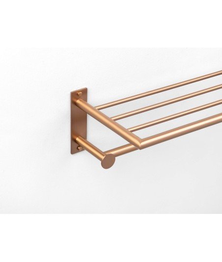 Repisa con toallero y perchas - bronce cepillado