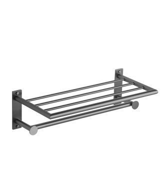 Repisa con toallero y perchas dual fix - gun metal