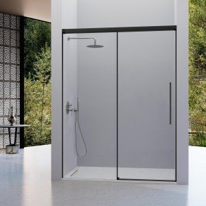 Mampara de ducha negra fijo...