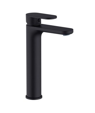 Grifo caño alto de lavabo negro Aura Lluvibath