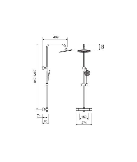 Columna de ducha termostática Aura Lluvibath