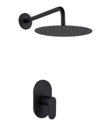 Ducha empotrada negra de pared 1 vía Aura Lluvibath