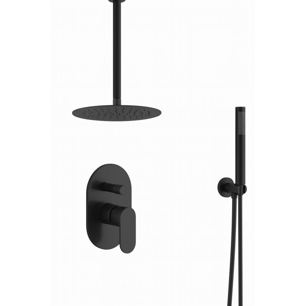 Ducha empotrada negra de pared Aura Lluvibath