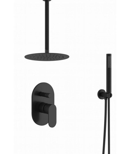 Ducha empotrada negra de pared Aura Lluvibath