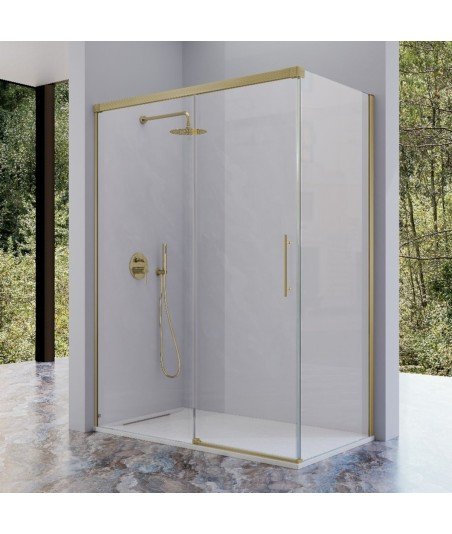 Mampara de ducha rectangular corredera oro cepillado Urban