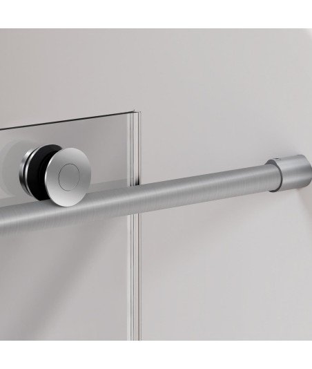 Mampara de ducha fijo más puerta corredera acero inox cepillado Babilon