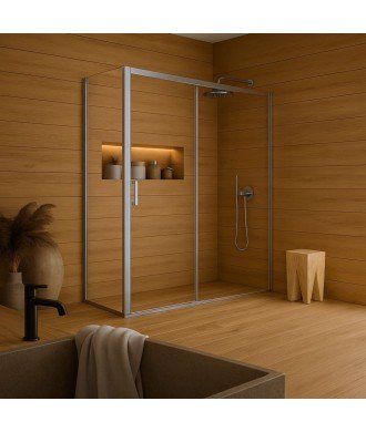 Mampara de ducha rectangular dos fijos más una corredera New