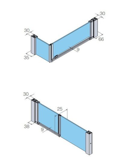 Mampara de ducha rectangular negra con un puerta abatible Hada plus