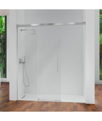 Mampara de ducha fijo más puerta corredera sin cierre total Pavía
