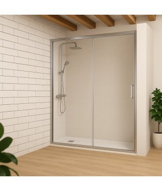 Mampara de ducha Emma Top plata brillo | Diseño moderno y elegante