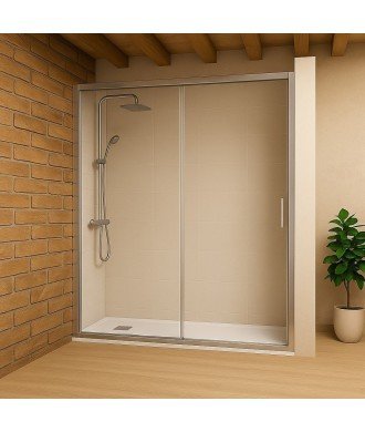 Mampara de ducha Emma Top plata brillo | Diseño moderno y elegante