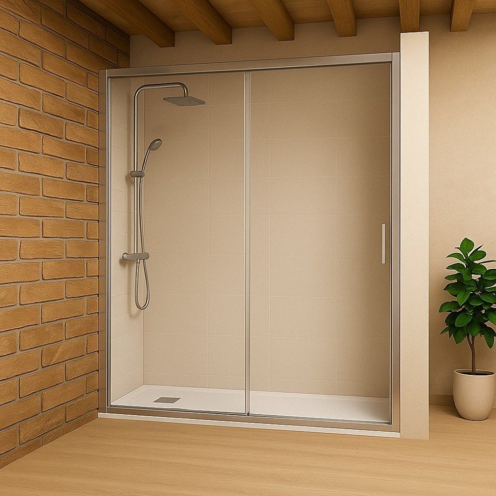 Mampara de ducha Emma Top plata brillo | Diseño moderno y elegante