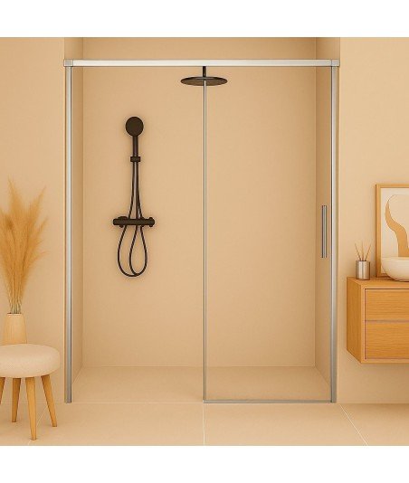 Mampara de ducha con fijo más una puerta corredera amortiguada Cool